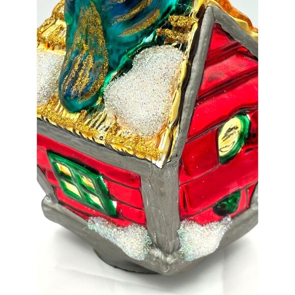 Department 56 Mercury Glass Christmas Tree Ornament Birdhouse Vintage Handpaint - Picture 16 of 16